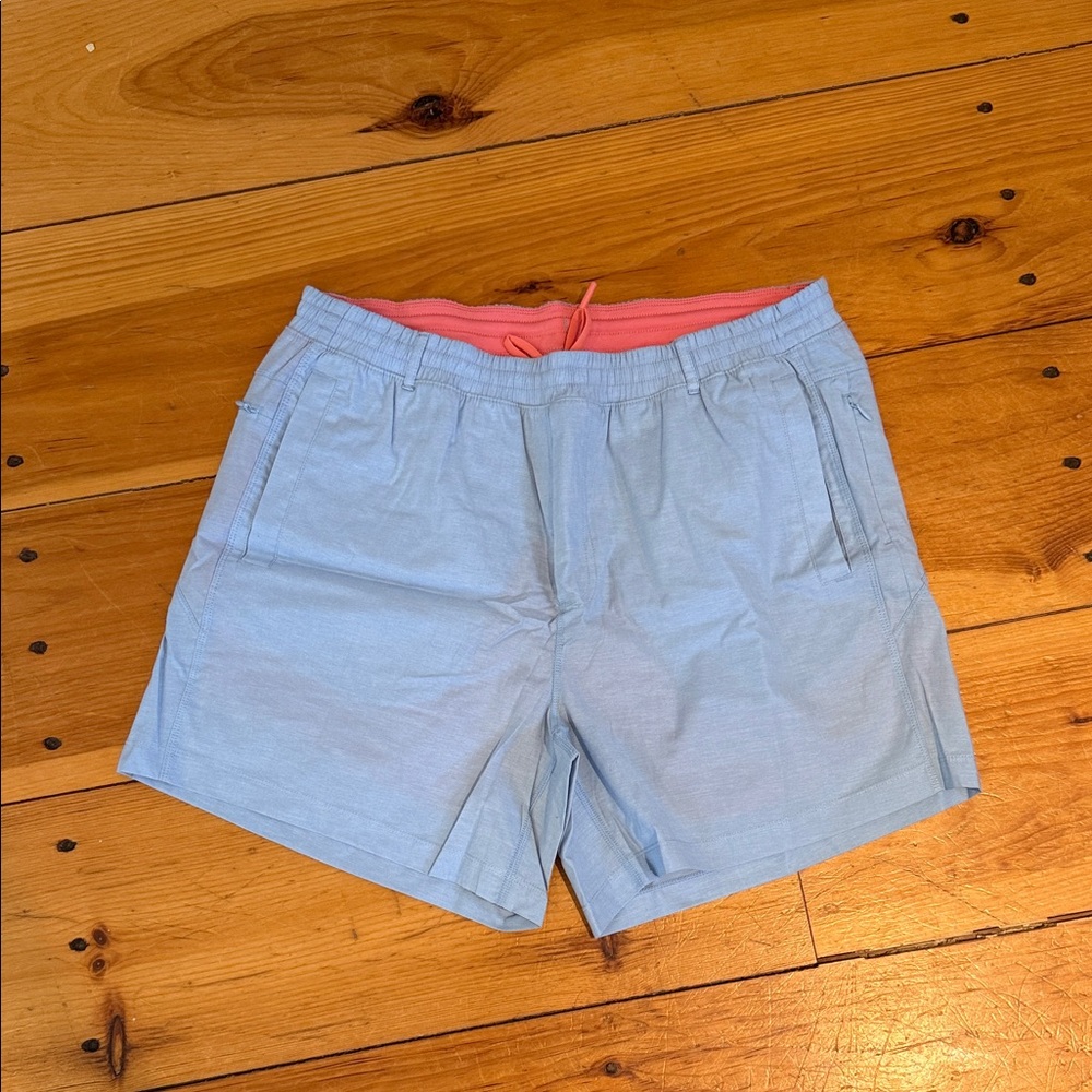 Birddogs Athletic Shorts in Light Blue with Pink Waistband